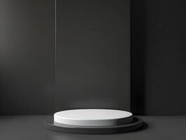 Empty podium with black wall background 3d render photo