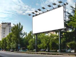 An empty billboard on the side of a road photo