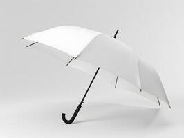 An open white umbrella on a white background photo