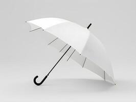 An open white umbrella on a gray background photo