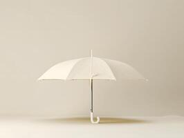 A white umbrella with a handle on a light background photo