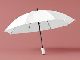 An open white umbrella on a pink background photo