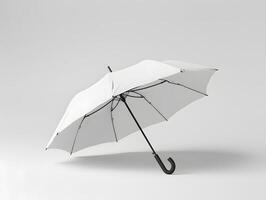 An open white umbrella on a white background photo