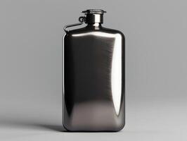 A flask with a metal lid is shown on a white background photo