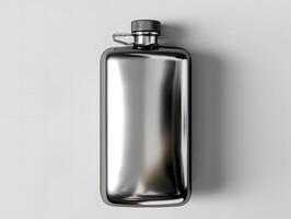 Blank flask with a metal lid on a white background photo