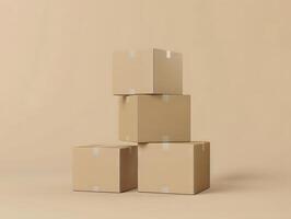 Three cardboard boxes stacked on top of each other photo