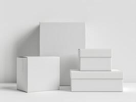 White boxes on a white background 3d rendering photo