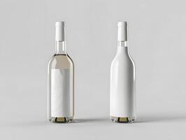 Two empty wine bottles on a gray background photo
