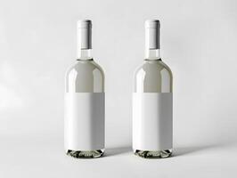 Two empty wine bottles on a white background photo