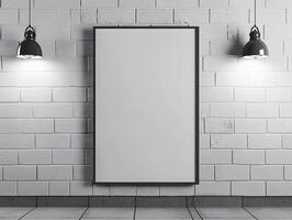 A blank white frame is hanging on a wall photo