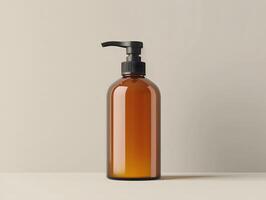 A bottle of liquid soap on a table photo