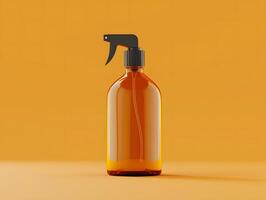 Amber Spray Bottle Label Mockup on a yellow background photo