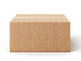 Plain Cardboard Box Mockup on an Isolated White Surface photo