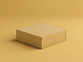 A cardboard box sitting on a yellow background photo