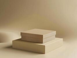 Two boxes on a beige background with a brown background photo
