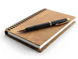 Notebook and pen set on isolated background photo