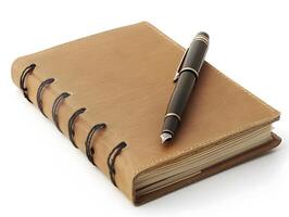 Minimalist notebook and pen with clean white background photo