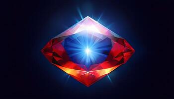 A diamond with a bright light shining through it photo