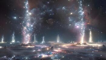 An image of a space scene with many lights photo