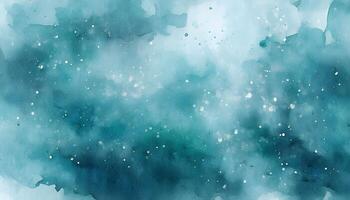 Watercolor abstract background with snow falling photo