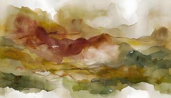 Watercolor painting of mountains and trees photo
