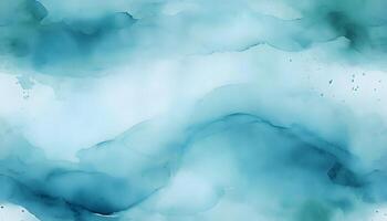 Blue watercolor background with waves and clouds photo