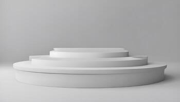 3d rendering of a white podium on a gray background photo