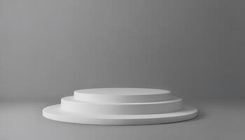 3d render of a white pedestal on a gray background photo