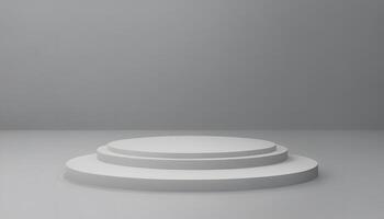 3d render of a podium on a gray background photo
