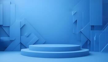 3d render of a podium in front of a blue background photo