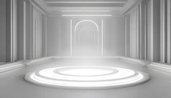 An empty room with a circular light in the middle photo