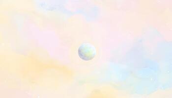 A colorful painting of an egg floating in the sky photo