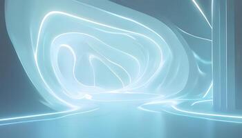 A futuristic tunnel with a light trail photo