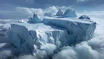 An iceberg is floating in the clouds photo