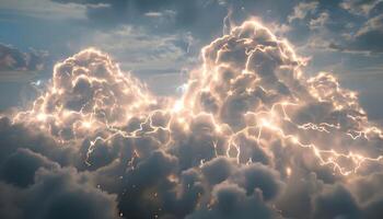 Clouds with lightning and clouds in the sky photo