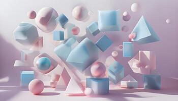 3d rendering of abstract shapes and cubes photo