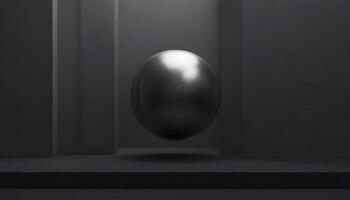 A black and white image of a shiny object in a room photo