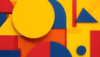 A colorful abstract painting with shapes and circles photo
