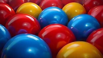 Many colorful balloons are arranged in a row photo