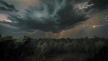 A stormy sky with lightning and clouds photo