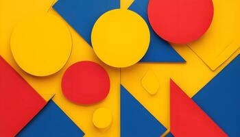 A colorful abstract background with red, yellow and blue shapes photo