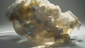 A 3d rendering of a bunch of white and yellow objects photo