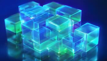 3d rendering of cubes on a dark background photo