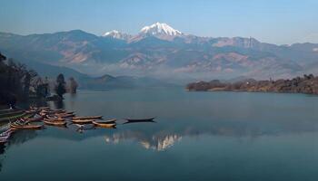 A lake with boats on it photo