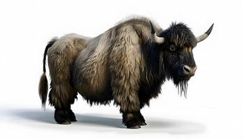 A yak is standing on a white background photo