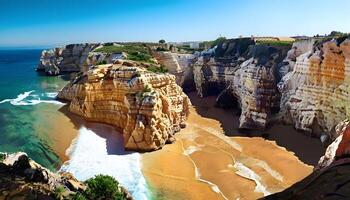 The cliffs of the beach are very high photo
