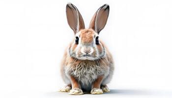 A rabbit is sitting on a white background photo