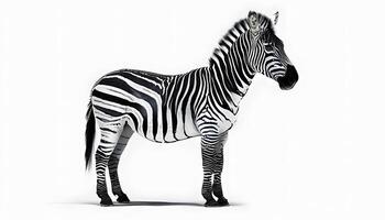 A zebra standing in front of a white background photo