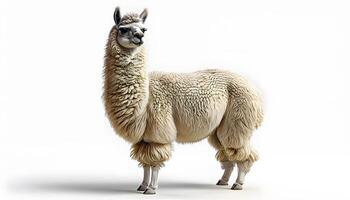 A llama standing in front of a white background photo