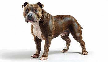 A brown dog standing on a white background photo